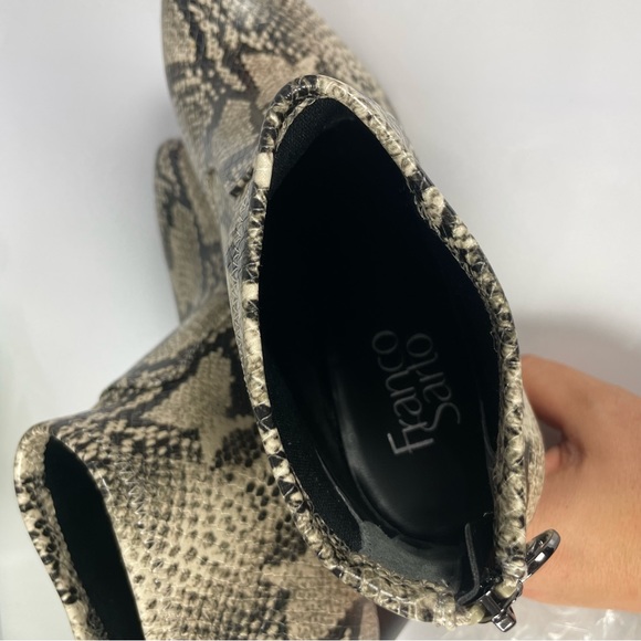 Franco Sarto Kortney snake print heeled Roccia cream clock boots Sz 7.5M - Picture 12 of 13